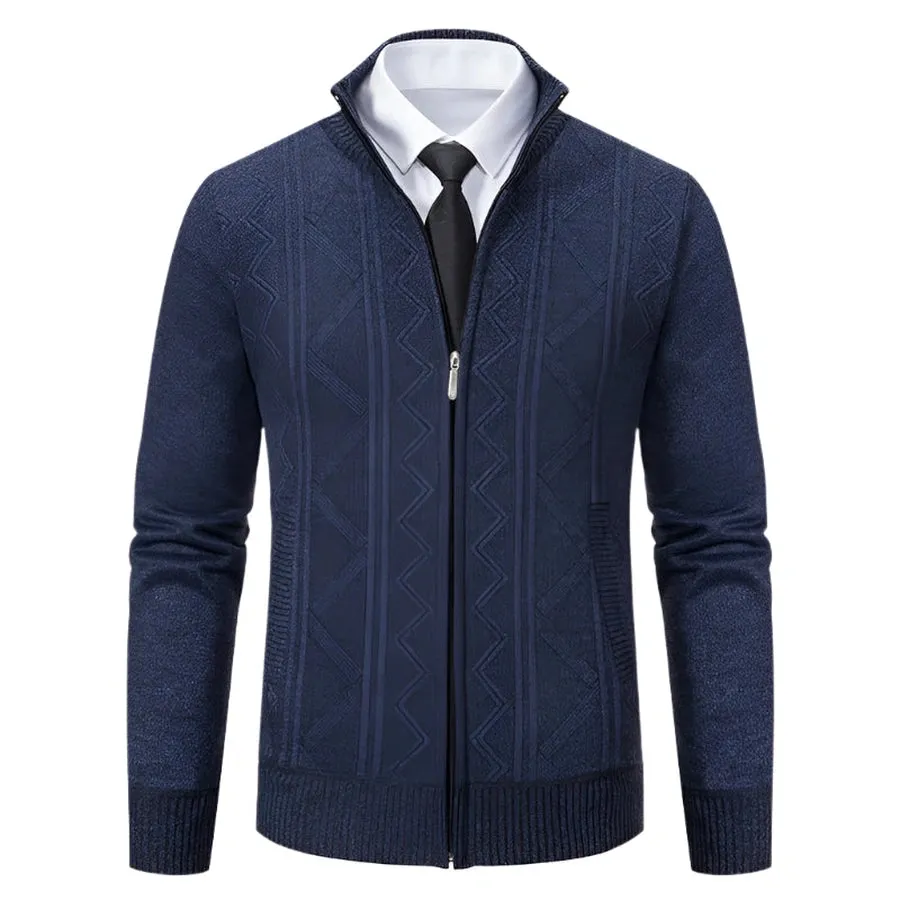 Geometric Full-Zip Knit Cardigans