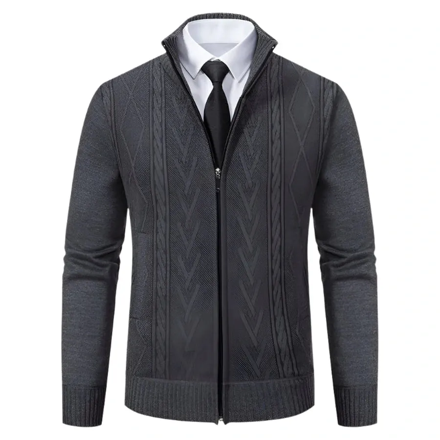 Geometric Full-Zip Knit Cardigans