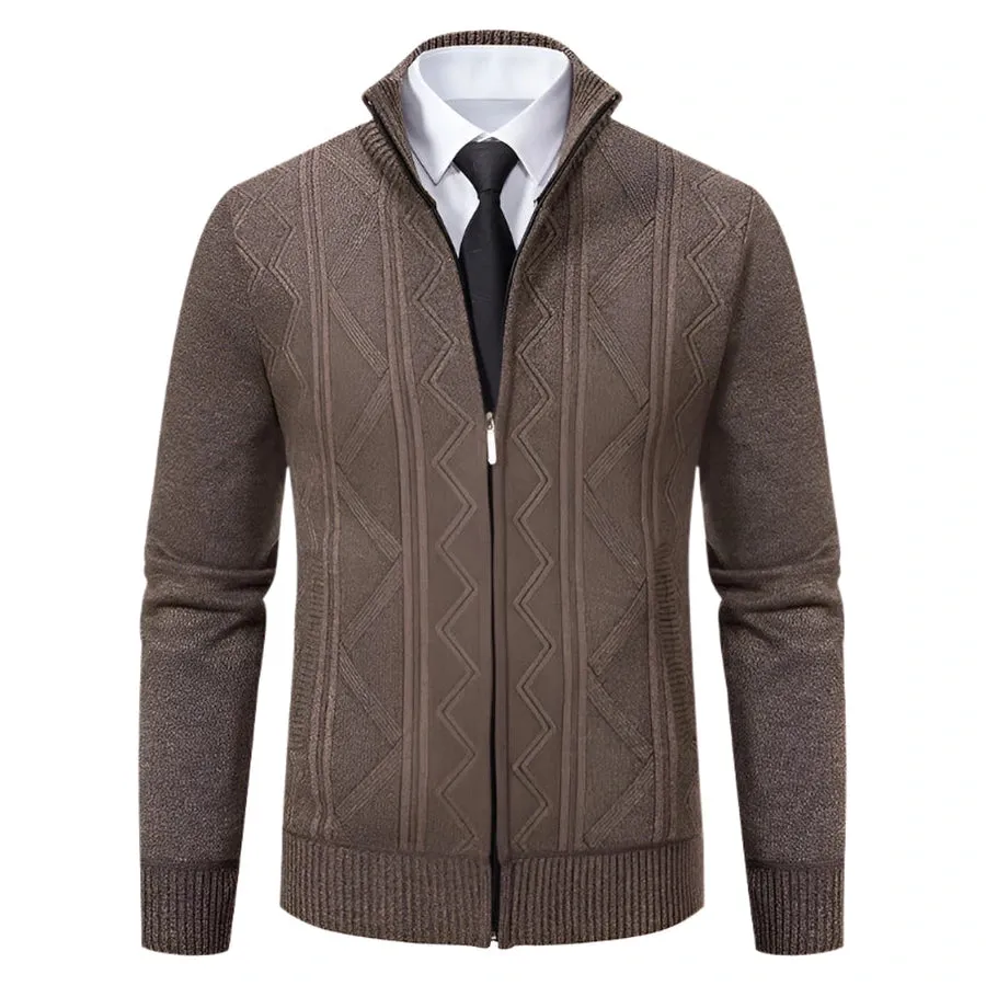 Geometric Full-Zip Knit Cardigans