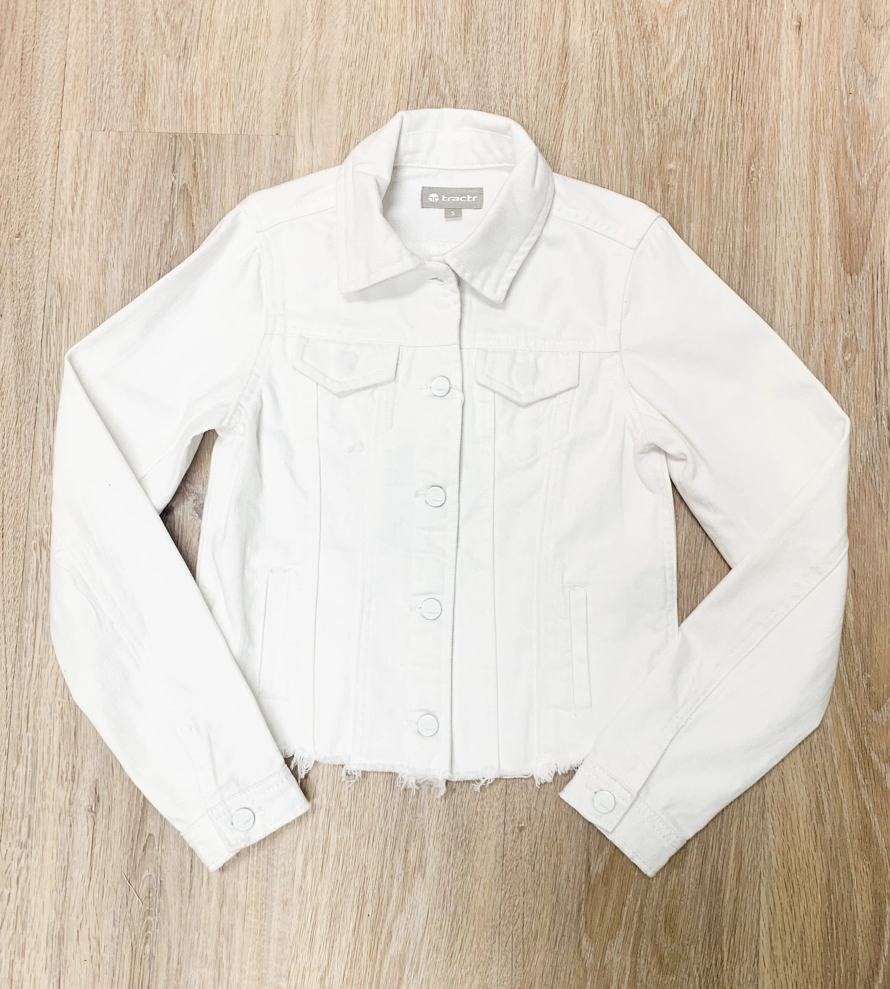 Girls Tractr Denim Jacket - White