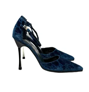 Gucci Blue Velvet Logo Heels