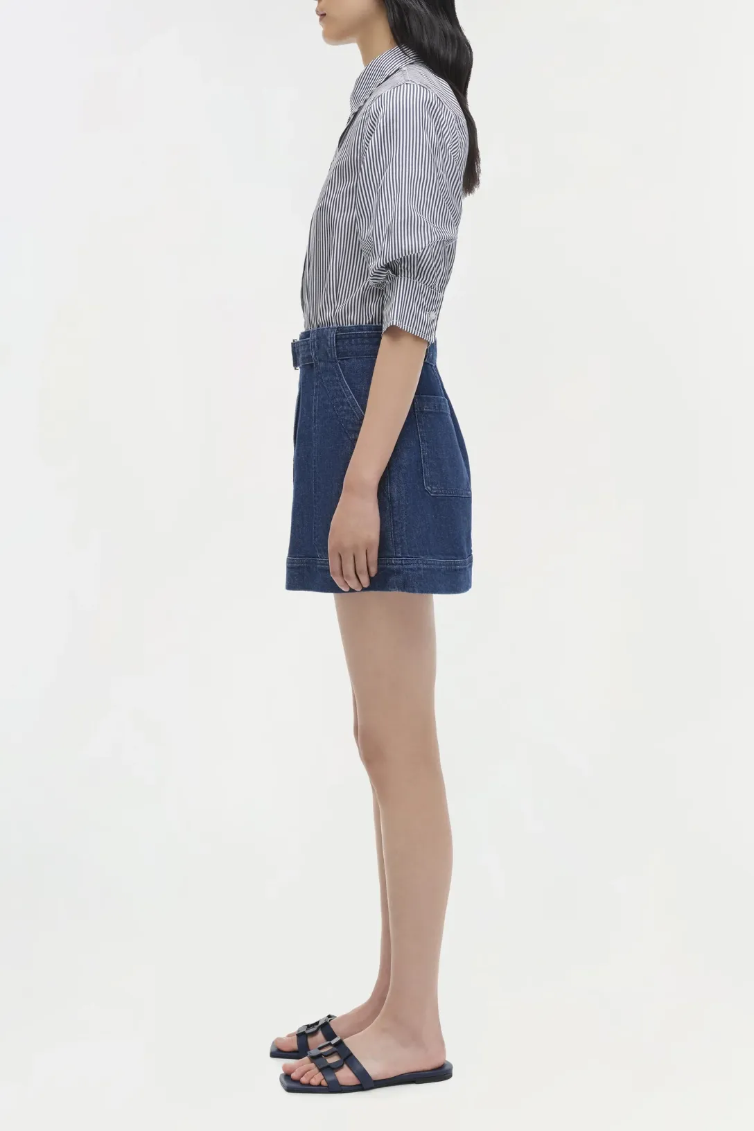 Harlowe Denim Mini Dress | Indigo Stripe Multi
