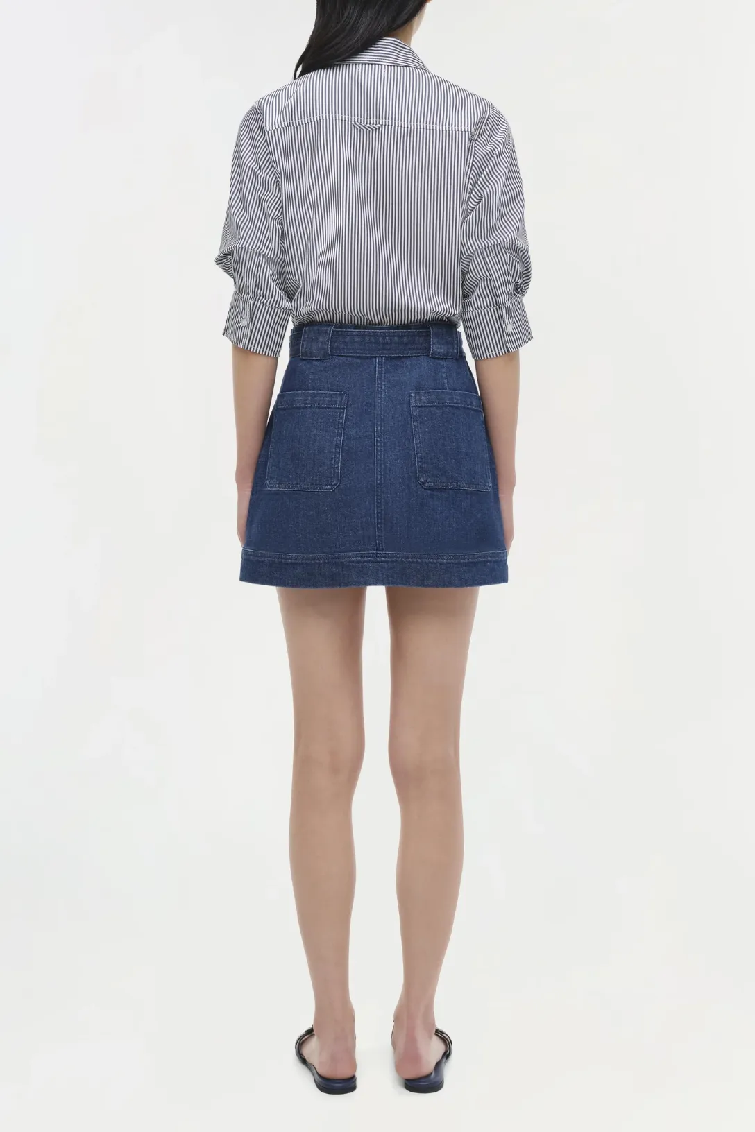 Harlowe Denim Mini Dress | Indigo Stripe Multi
