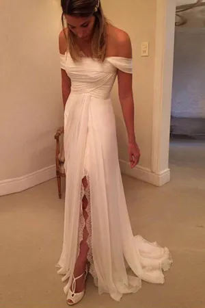High Quality Strapless Off The Shoulder Sleeves Long Wedding Dresses WD016