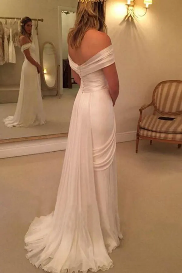 High Quality Strapless Off The Shoulder Sleeves Long Wedding Dresses WD016