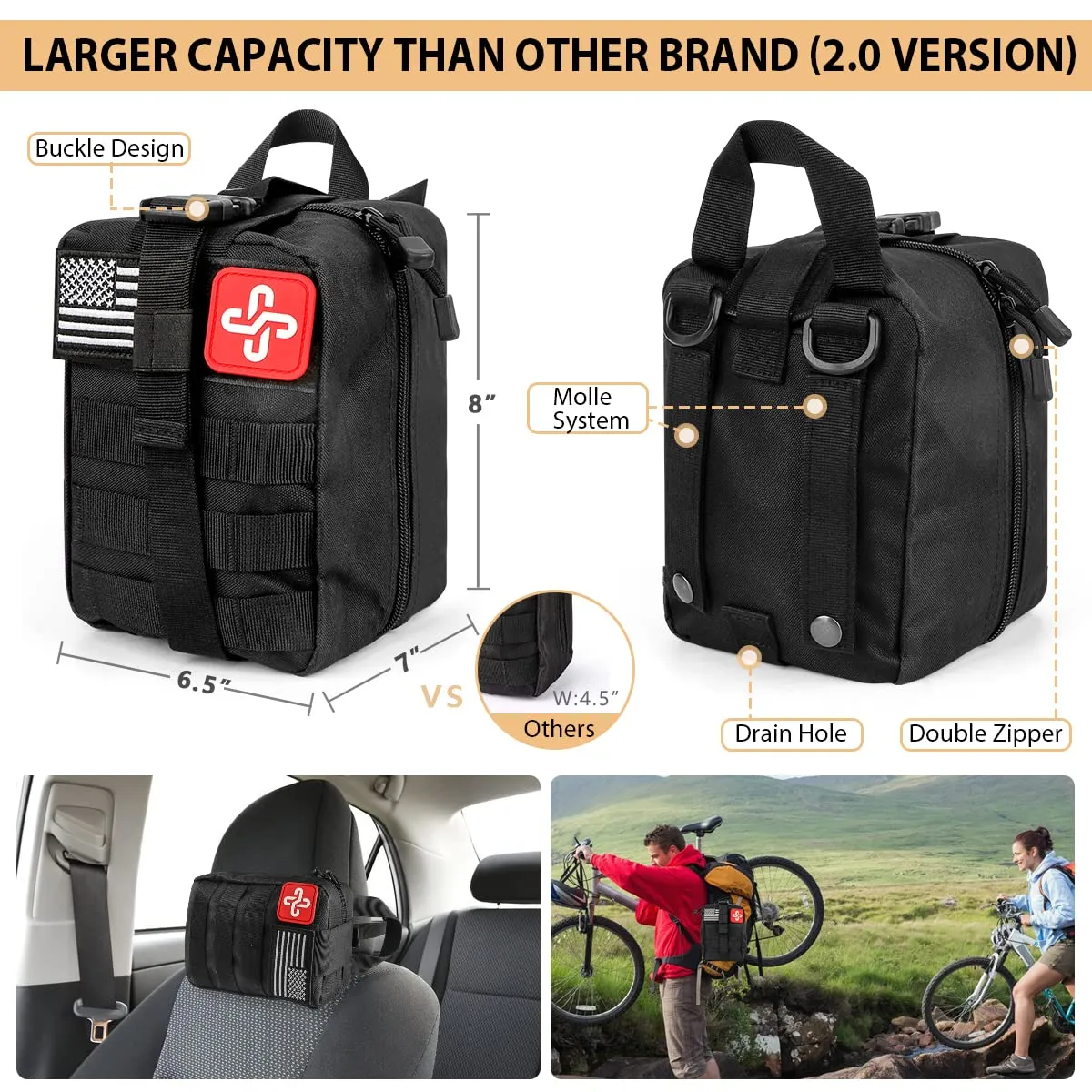 HIHEGD Survival Kit with 250Pcs Survival First Aid outfit for Earthquake, Outdoor Adventure, Hunting