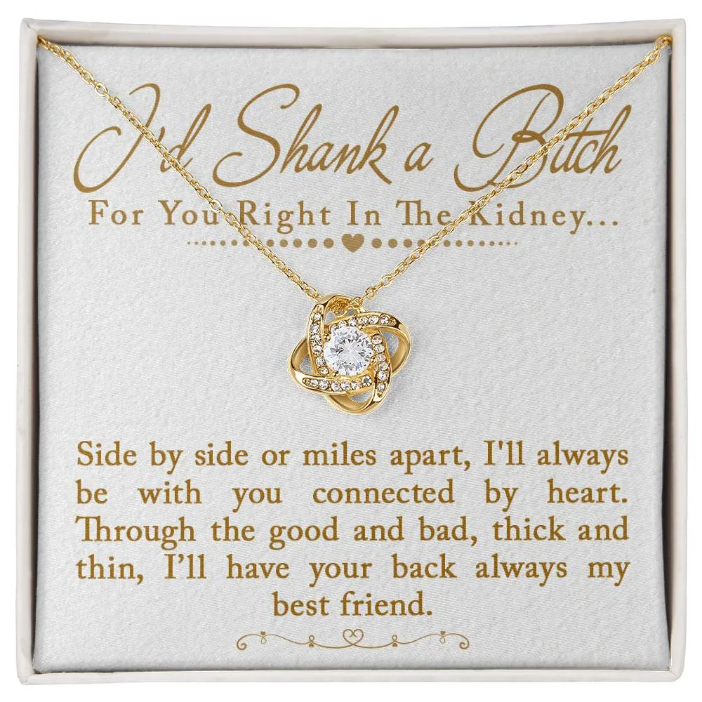 I'd Shank a Bitch For You Right In The Kidney Love Knot Necklace, Funny Best Friend Gift, BFF Birthday