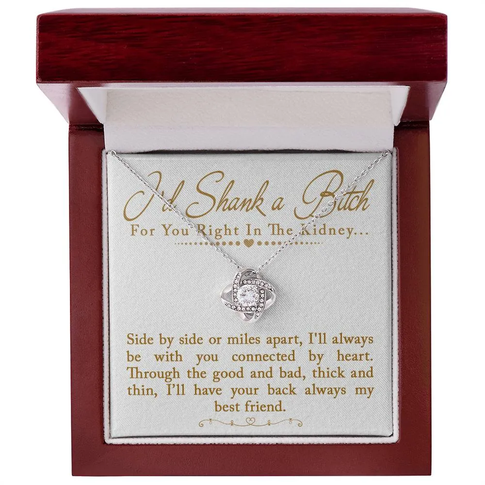 I'd Shank a Bitch For You Right In The Kidney Love Knot Necklace, Funny Best Friend Gift, BFF Birthday