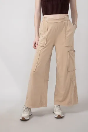 Knit Cargo Lounge Pants for Women in Taupe | DZ24E153-TAUPE