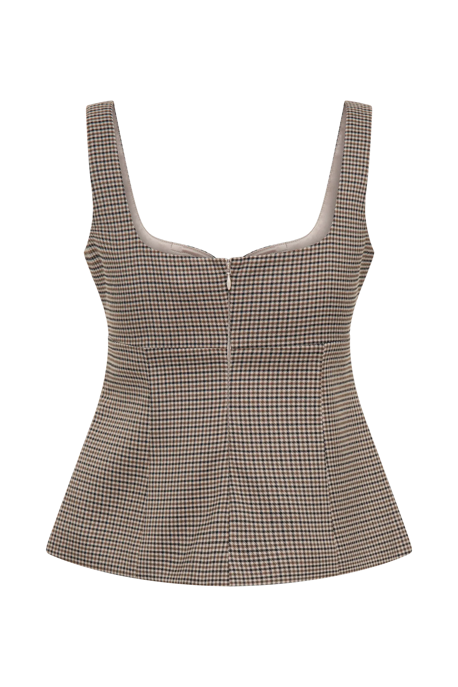 Lawry Structured Longline Top - Tan Check