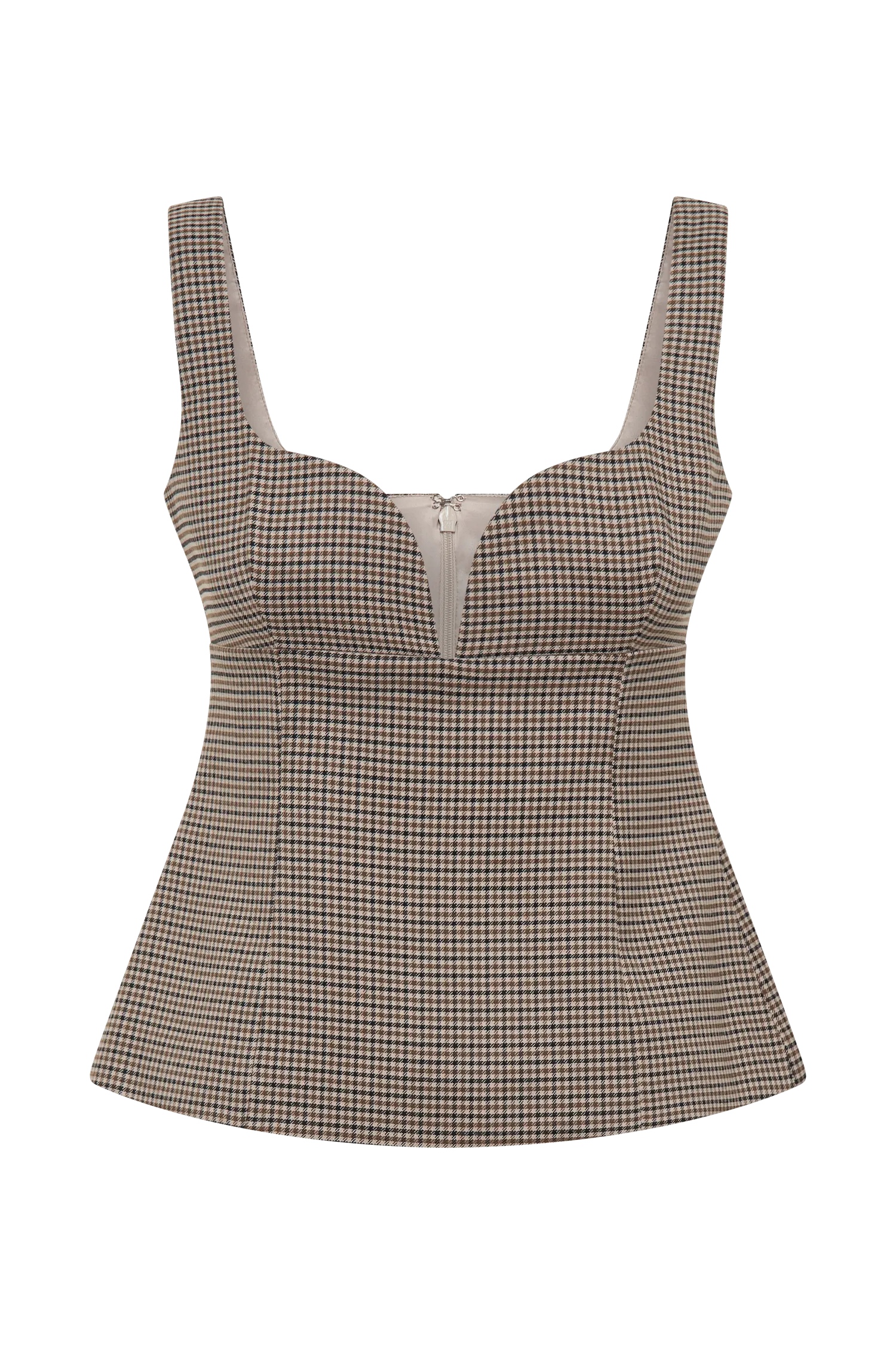 Lawry Structured Longline Top - Tan Check