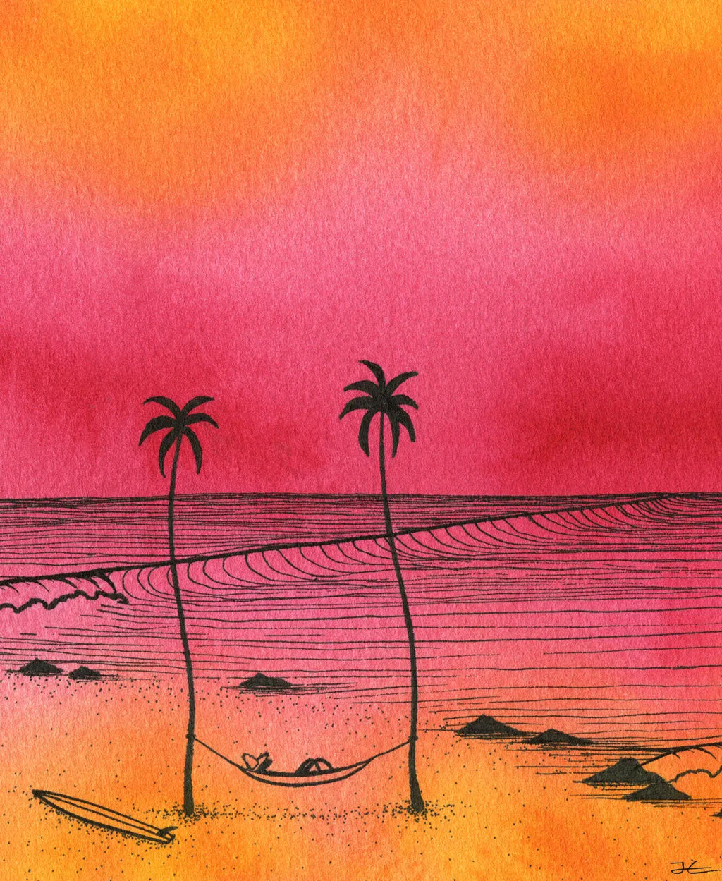 Lazy Evening. Original signed illustration