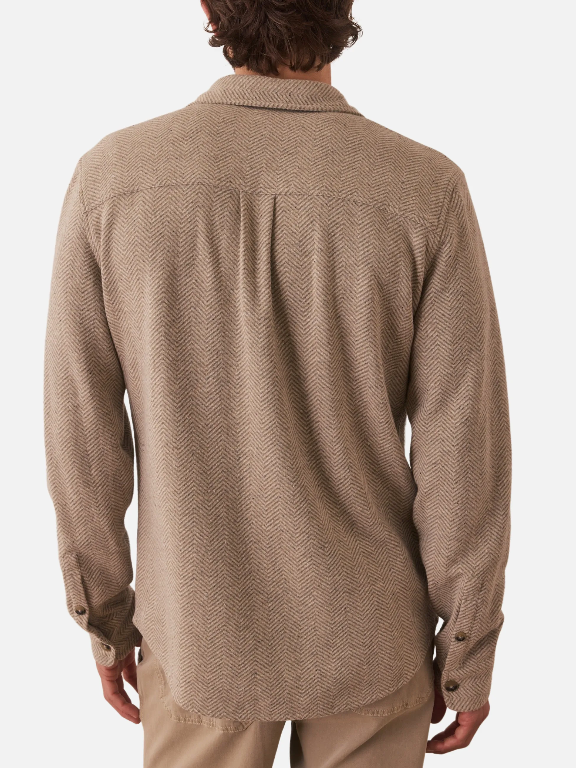 Marine Layer Pacifica Stretch Twill Shirt - Taupe Herringbone