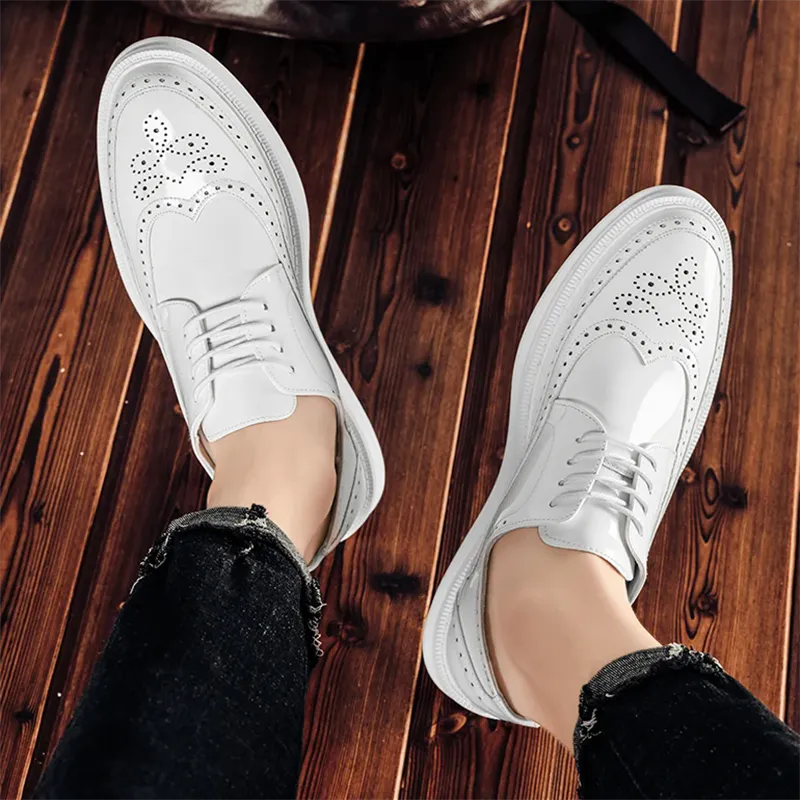 Men's Brogue Lace Up Party Wedding Leather Dress Shoes