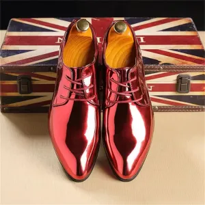 Men's Fashionable Pointed Toe Glossy Artificial Leather Dress Shoes