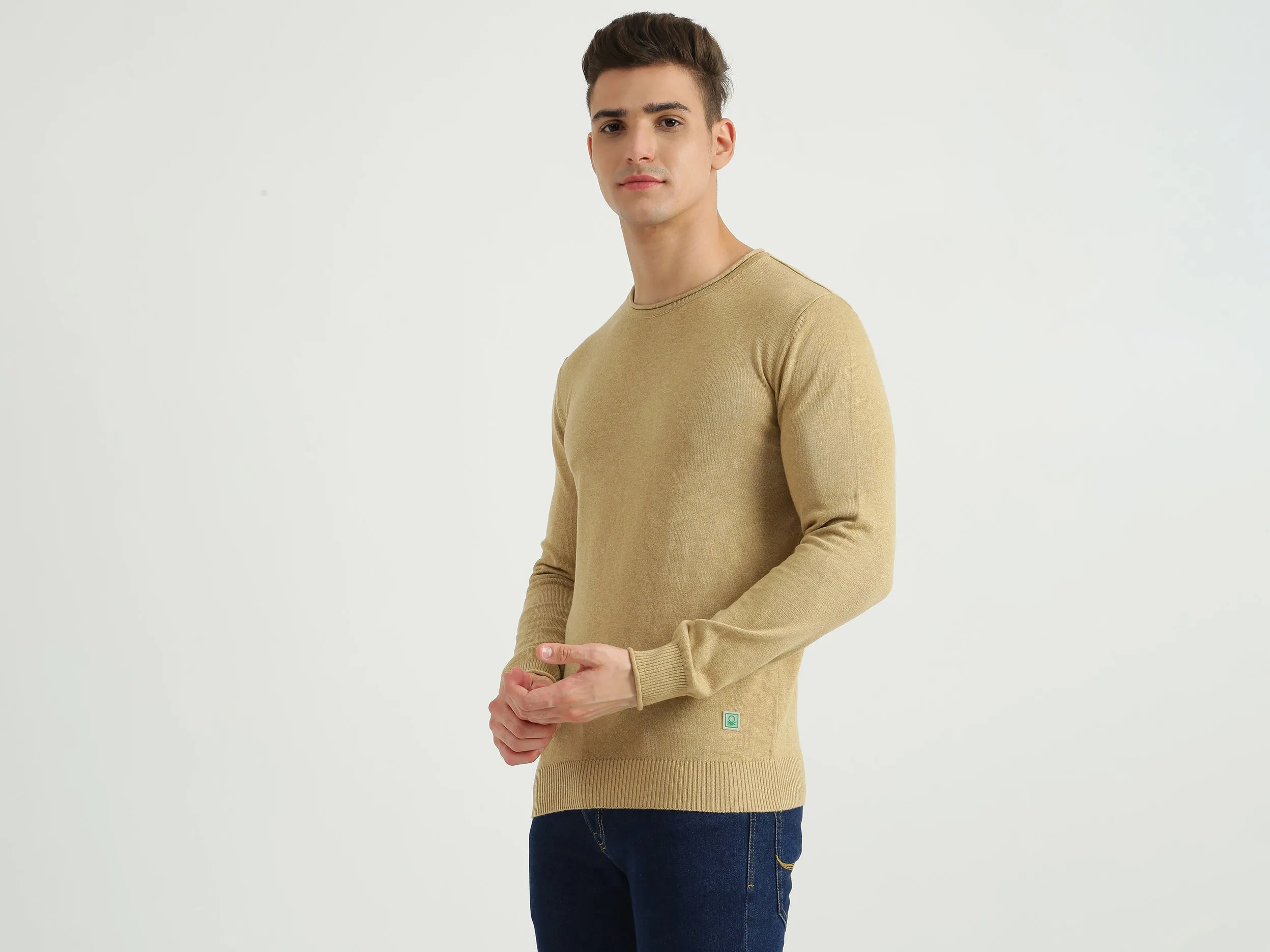 Mens Long Sleeve Solid Sweater
