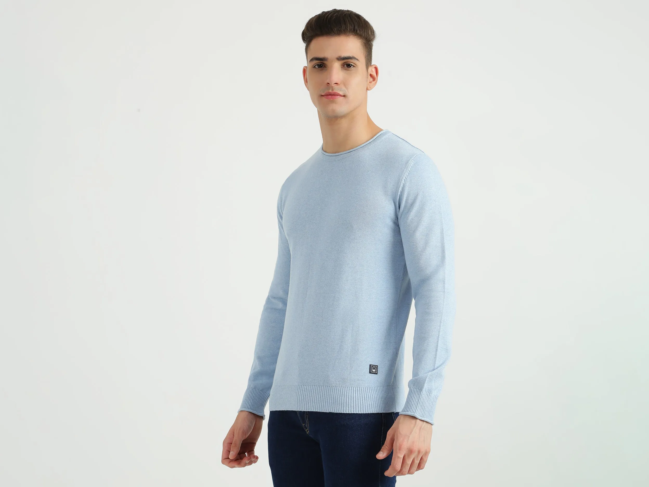 Mens Long Sleeve Solid Sweater