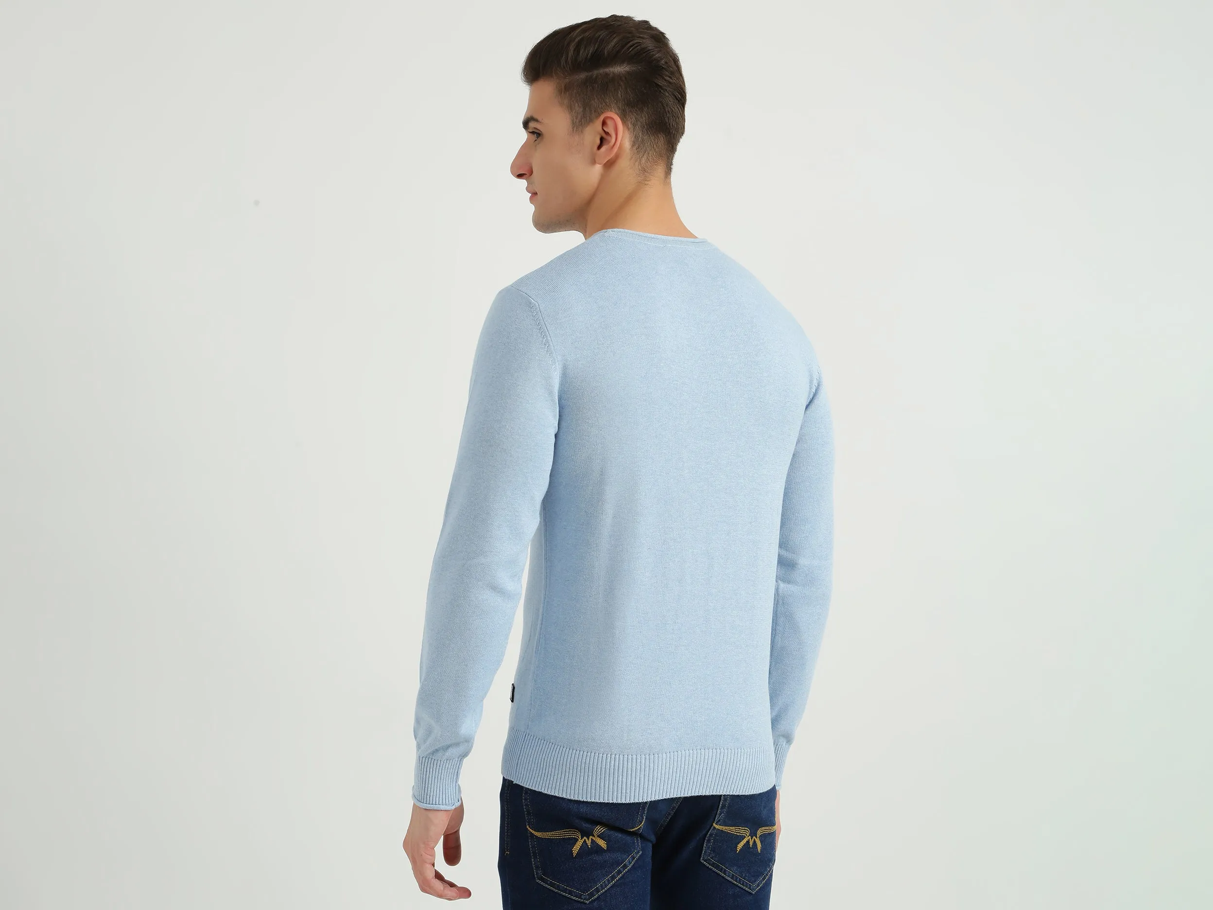 Mens Long Sleeve Solid Sweater