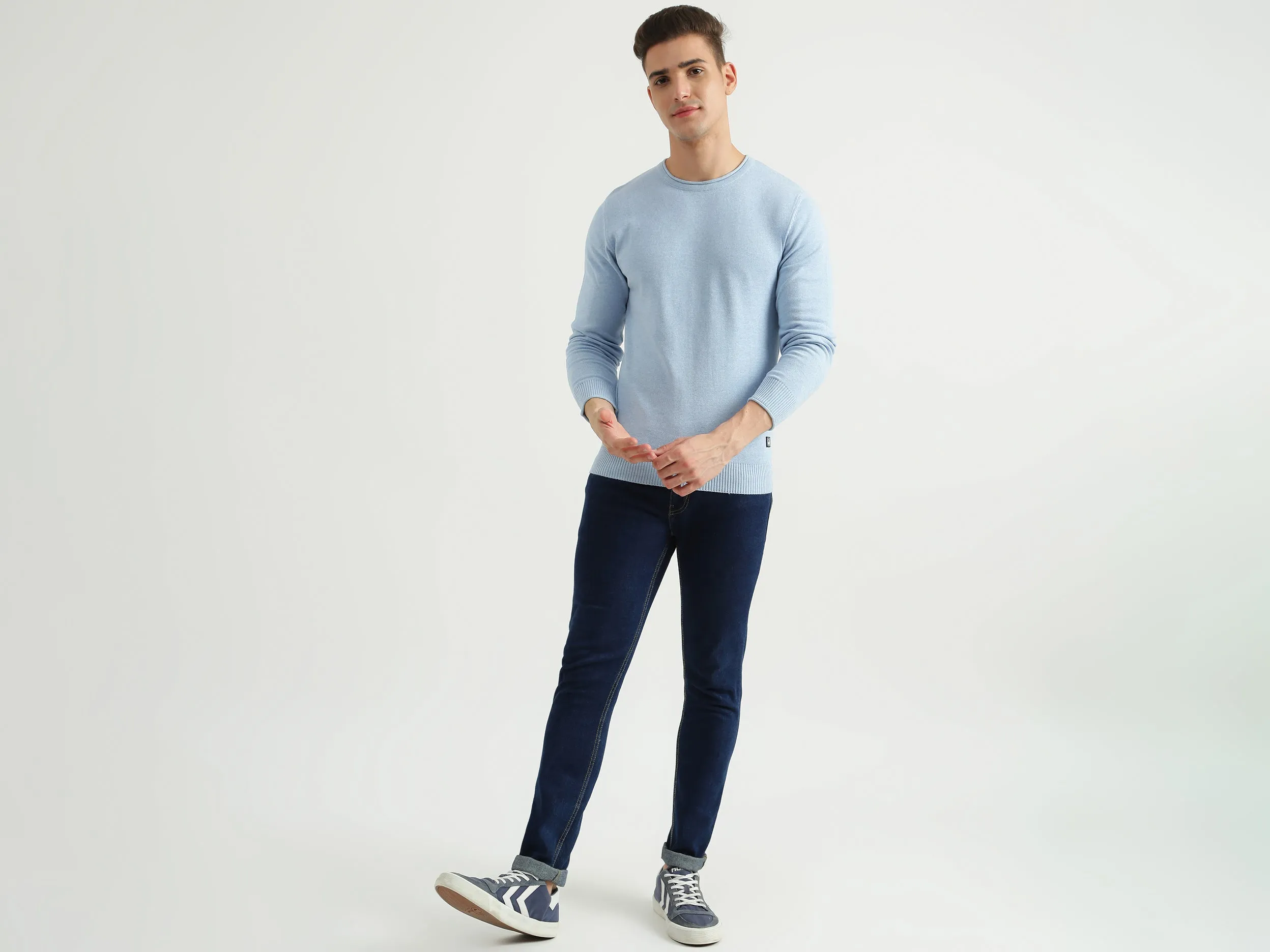 Mens Long Sleeve Solid Sweater