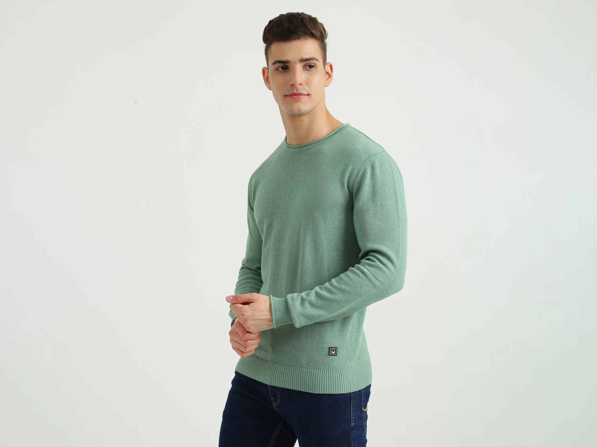 Mens Long Sleeve Solid Sweater