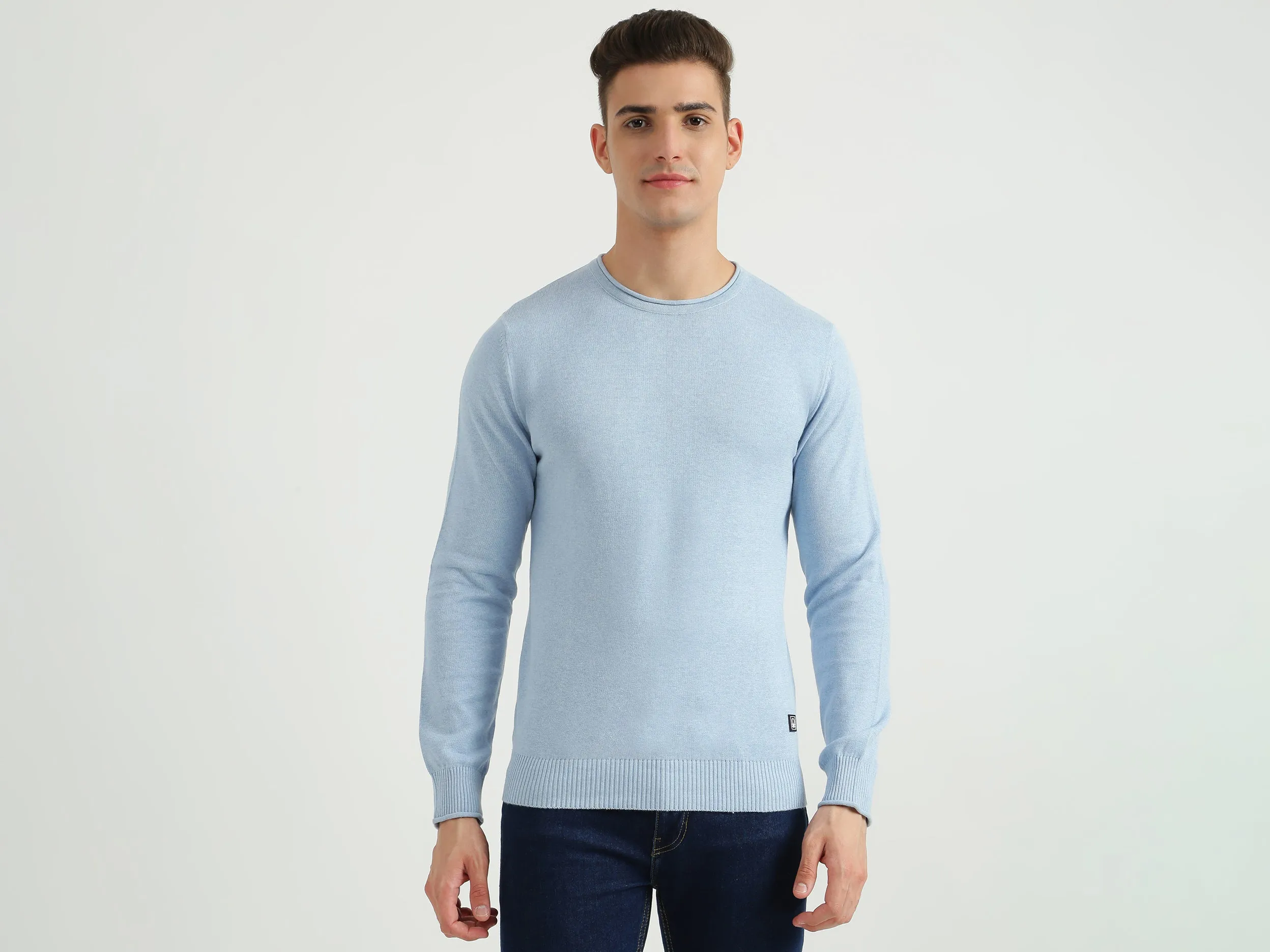 Mens Long Sleeve Solid Sweater
