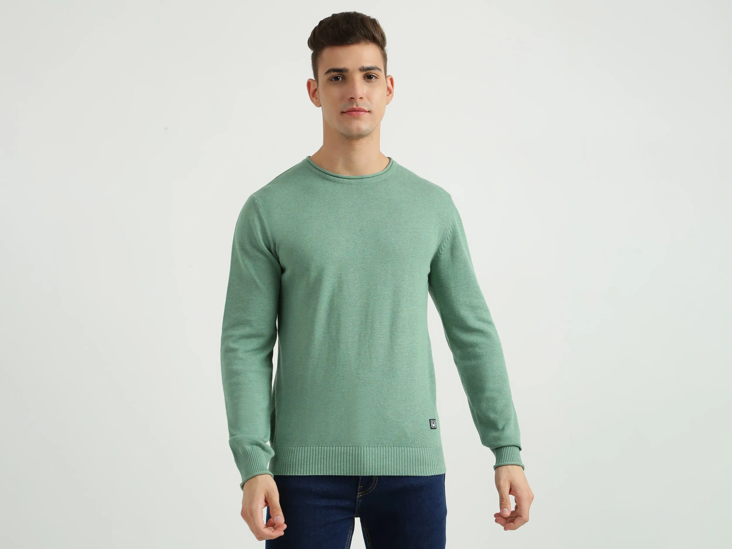 Mens Long Sleeve Solid Sweater