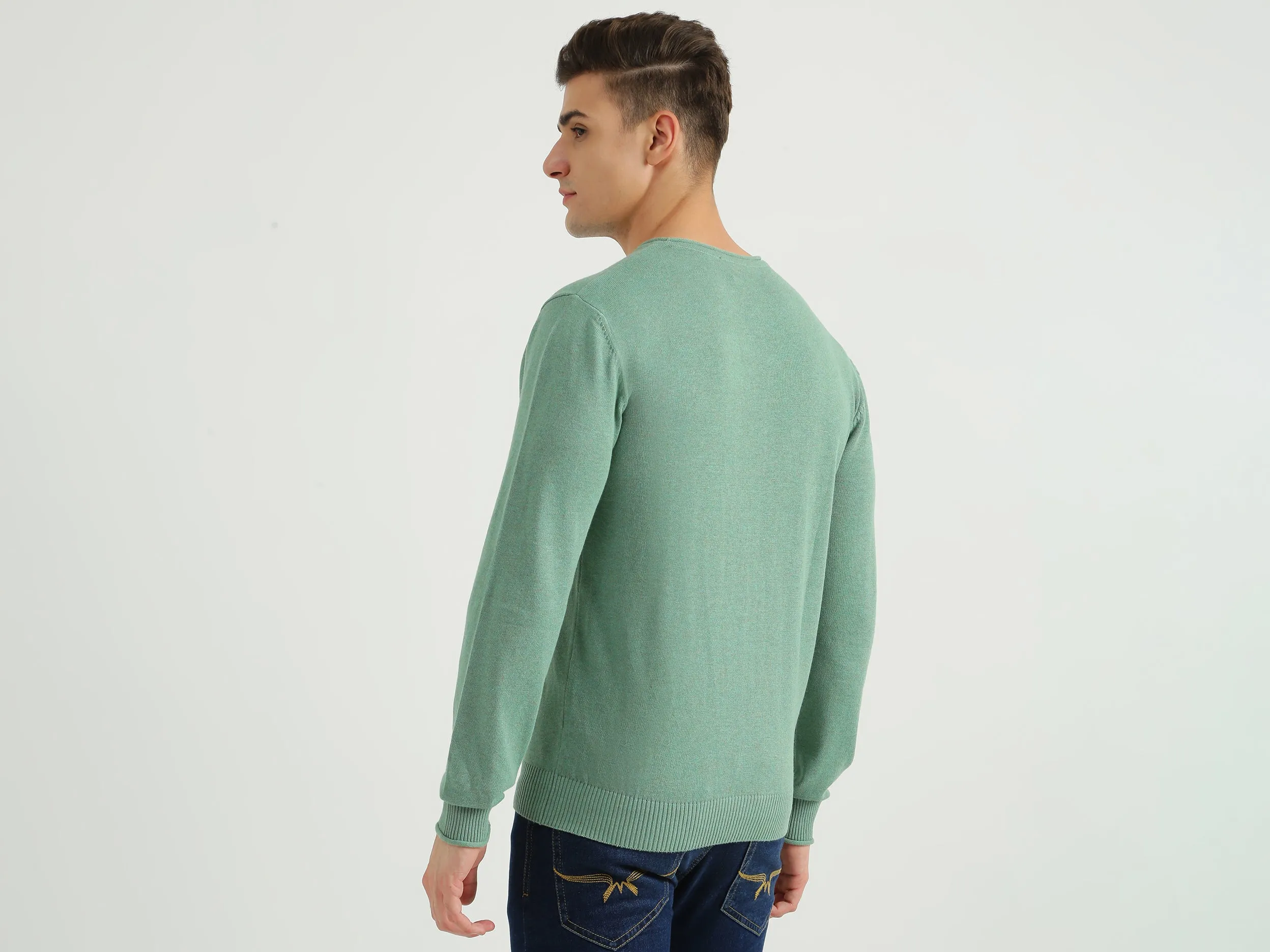 Mens Long Sleeve Solid Sweater