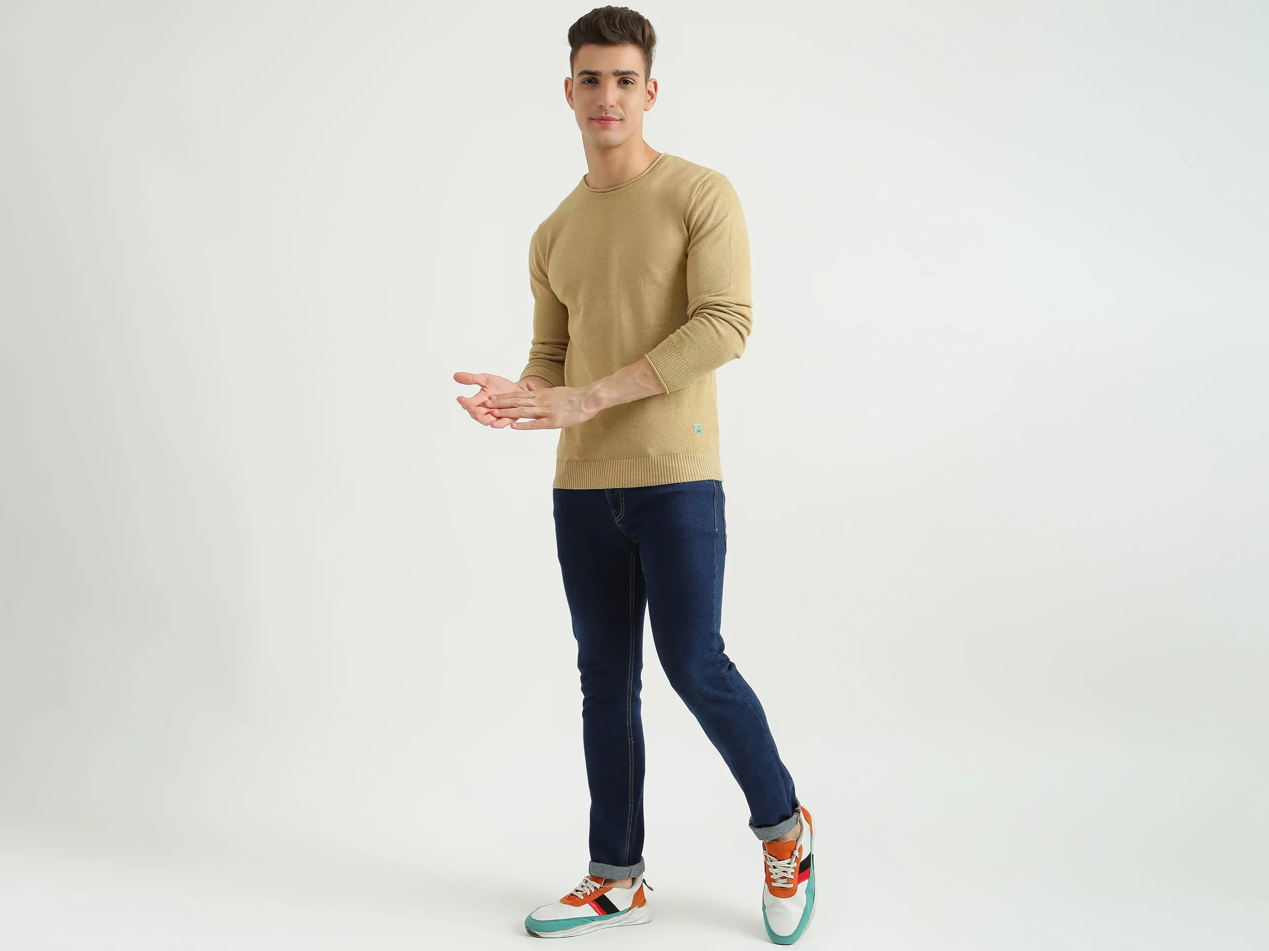 Mens Long Sleeve Solid Sweater