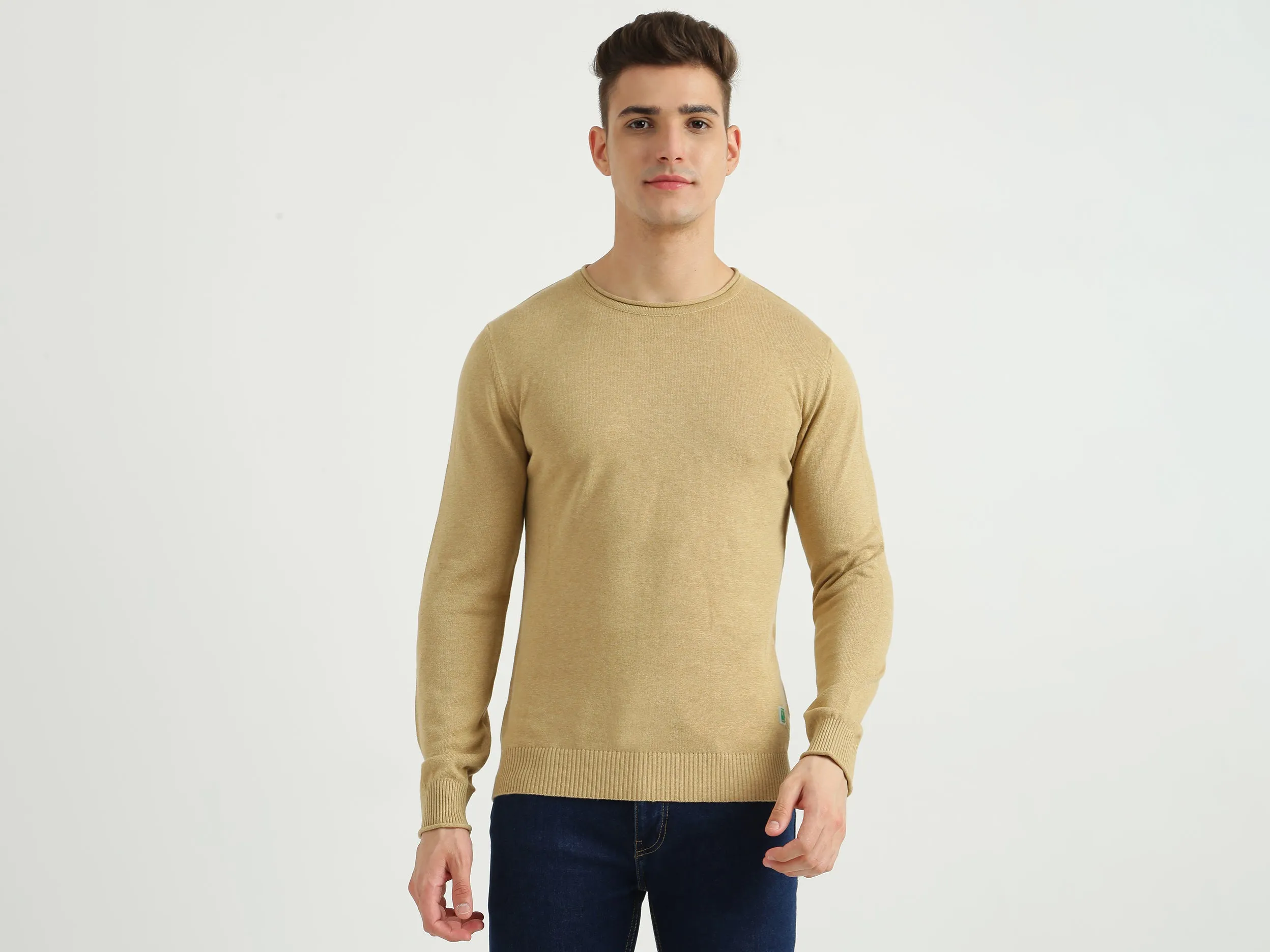 Mens Long Sleeve Solid Sweater