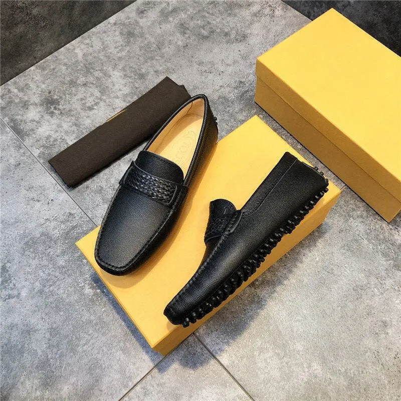 men's shoes leather British style loafers soft soled