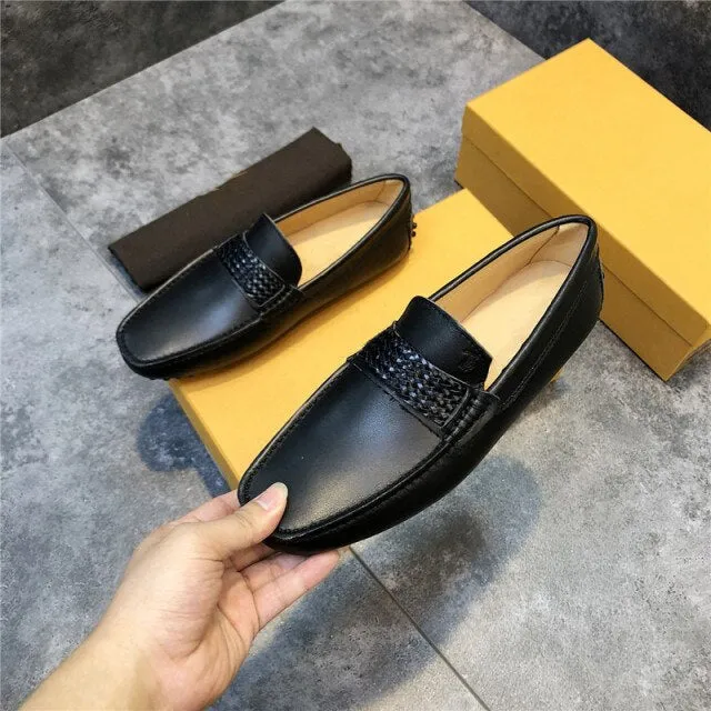men's shoes leather British style loafers soft soled