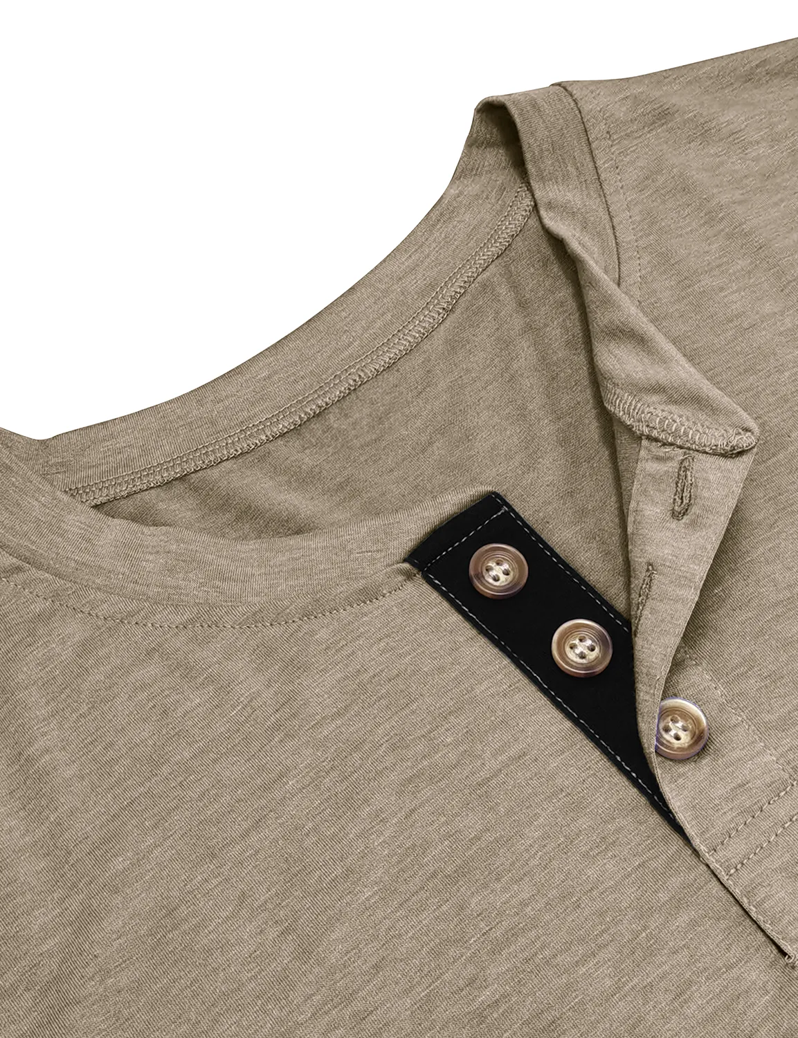 Men's Solid Color Cotton Casual Henry Collar Pocket Long Sleeve T-Shirt