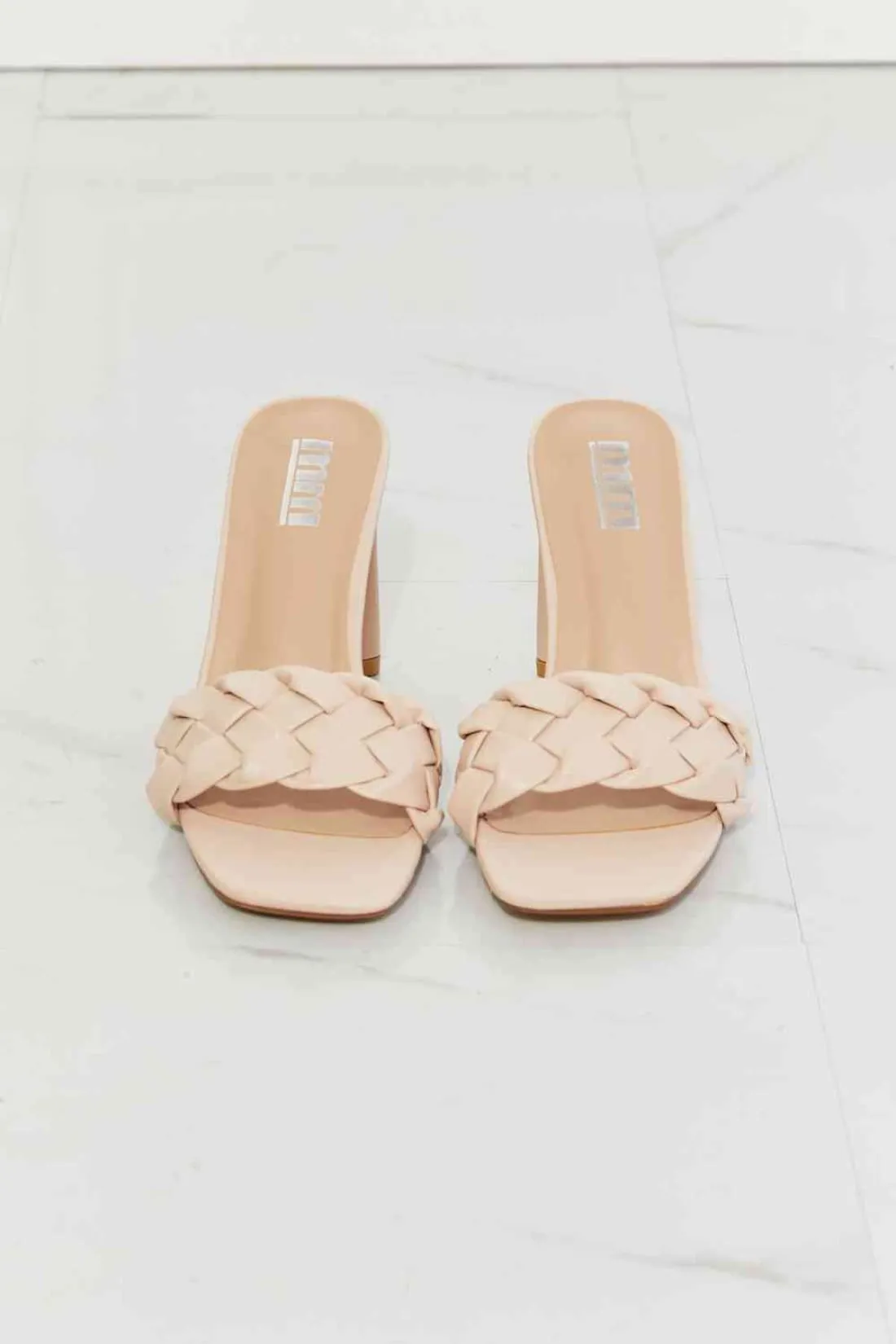 MMShoes Top of the World Braided Block Heel Sandals in Beige