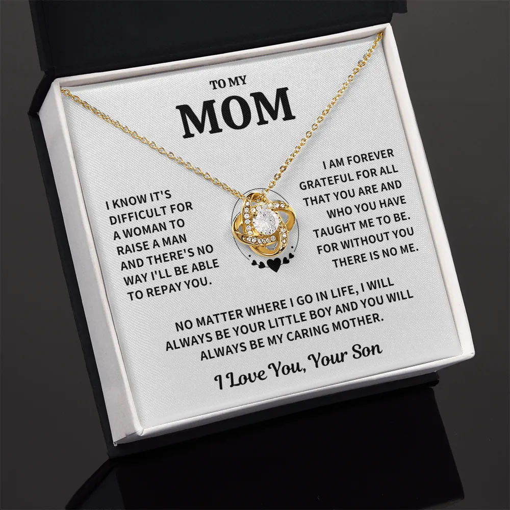 Mom Gift From Son, "Forever Grateful",Knot Necklace