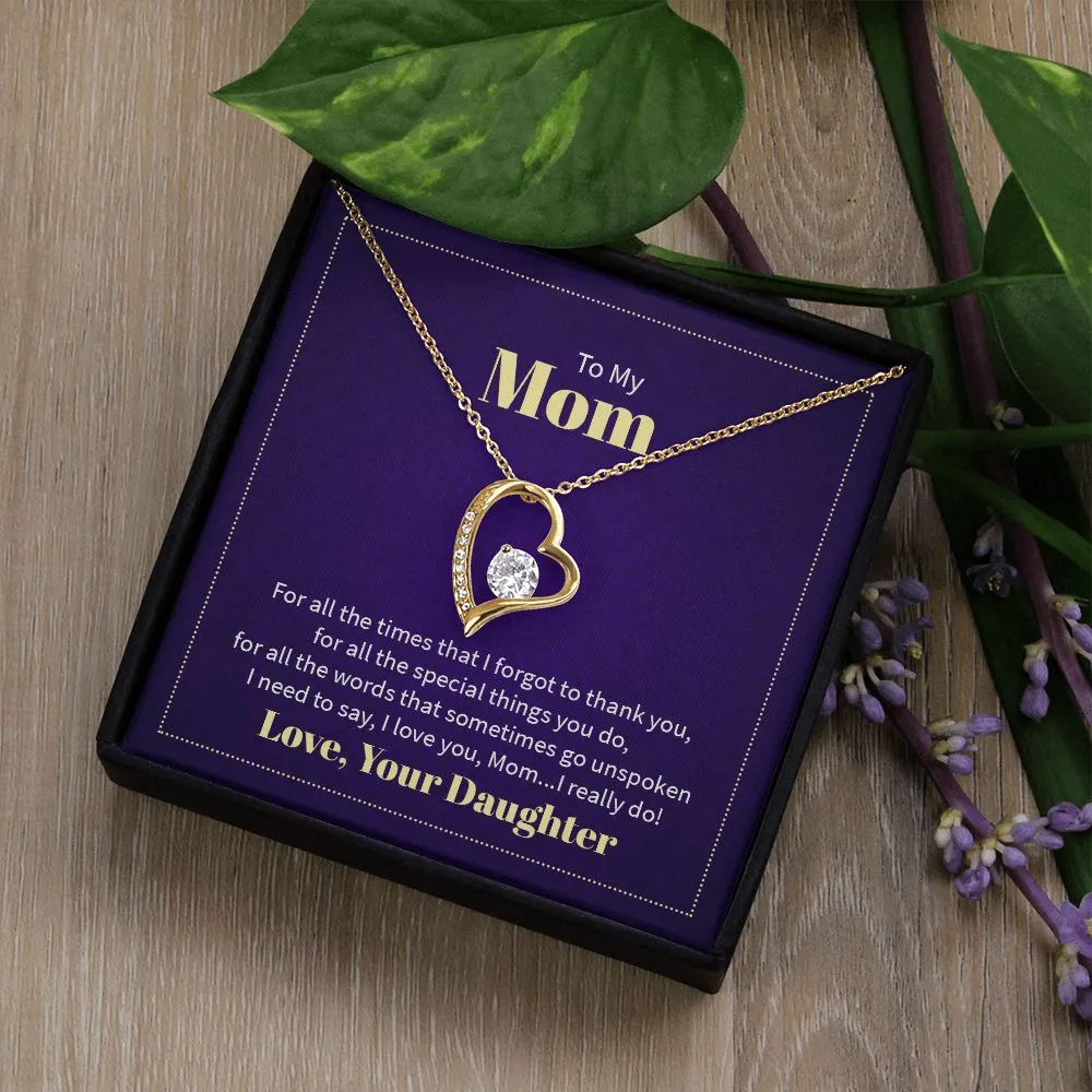Mom Thank You Love Your Daughter Forever Love Necklace