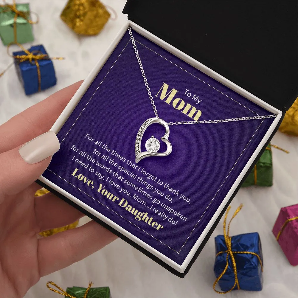 Mom Thank You Love Your Daughter Forever Love Necklace