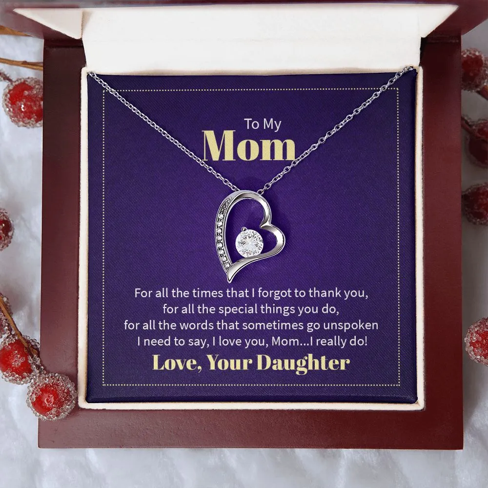 Mom Thank You Love Your Daughter Forever Love Necklace