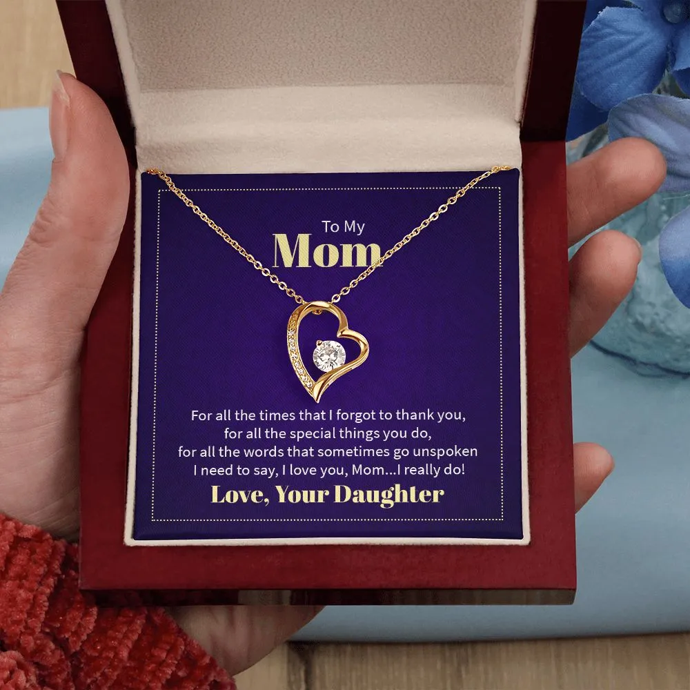 Mom Thank You Love Your Daughter Forever Love Necklace