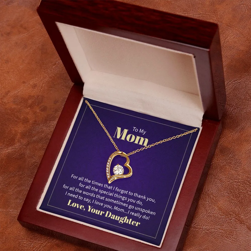 Mom Thank You Love Your Daughter Forever Love Necklace