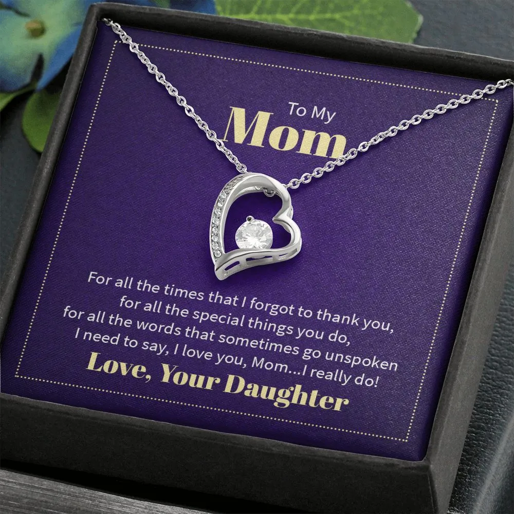 Mom Thank You Love Your Daughter Forever Love Necklace