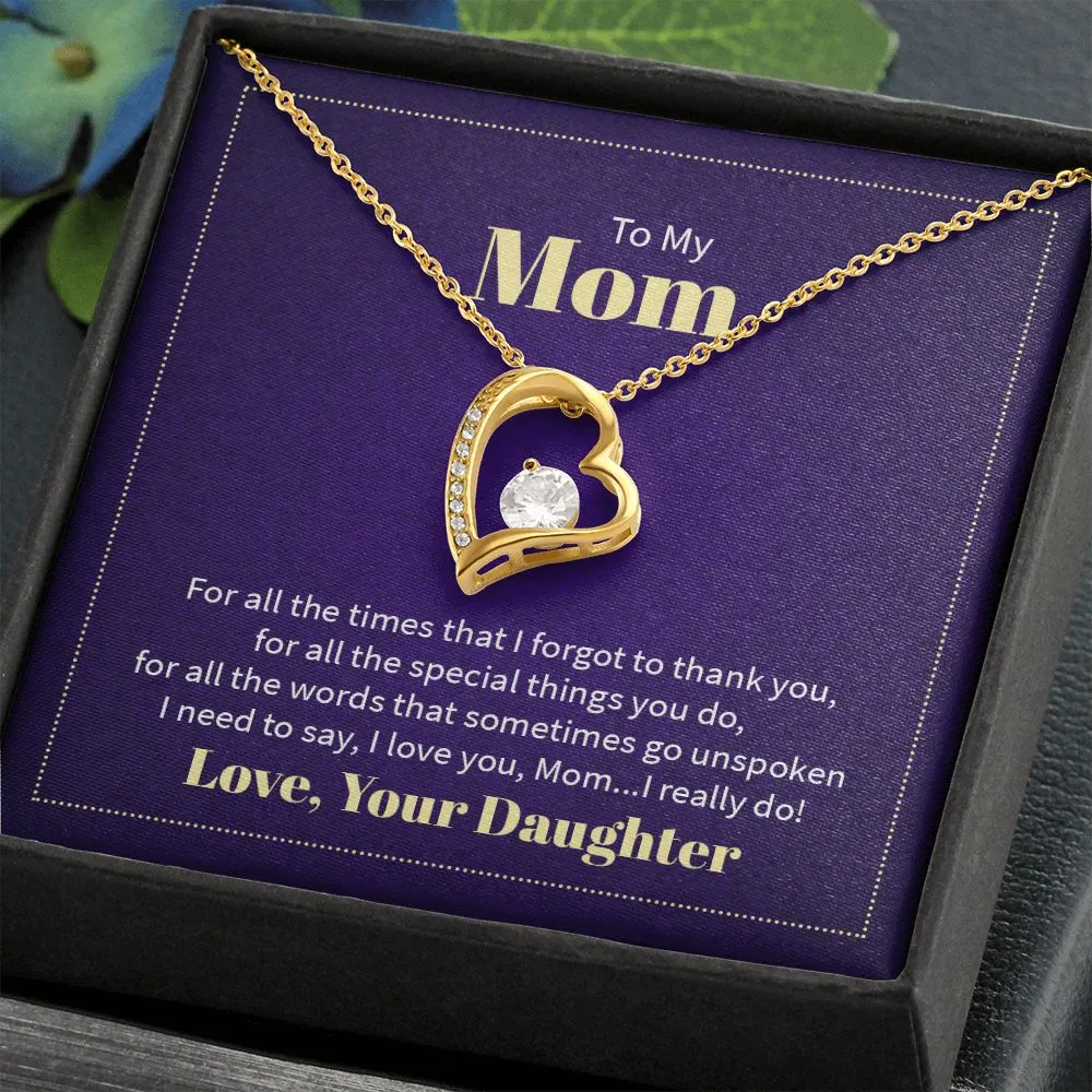 Mom Thank You Love Your Daughter Forever Love Necklace