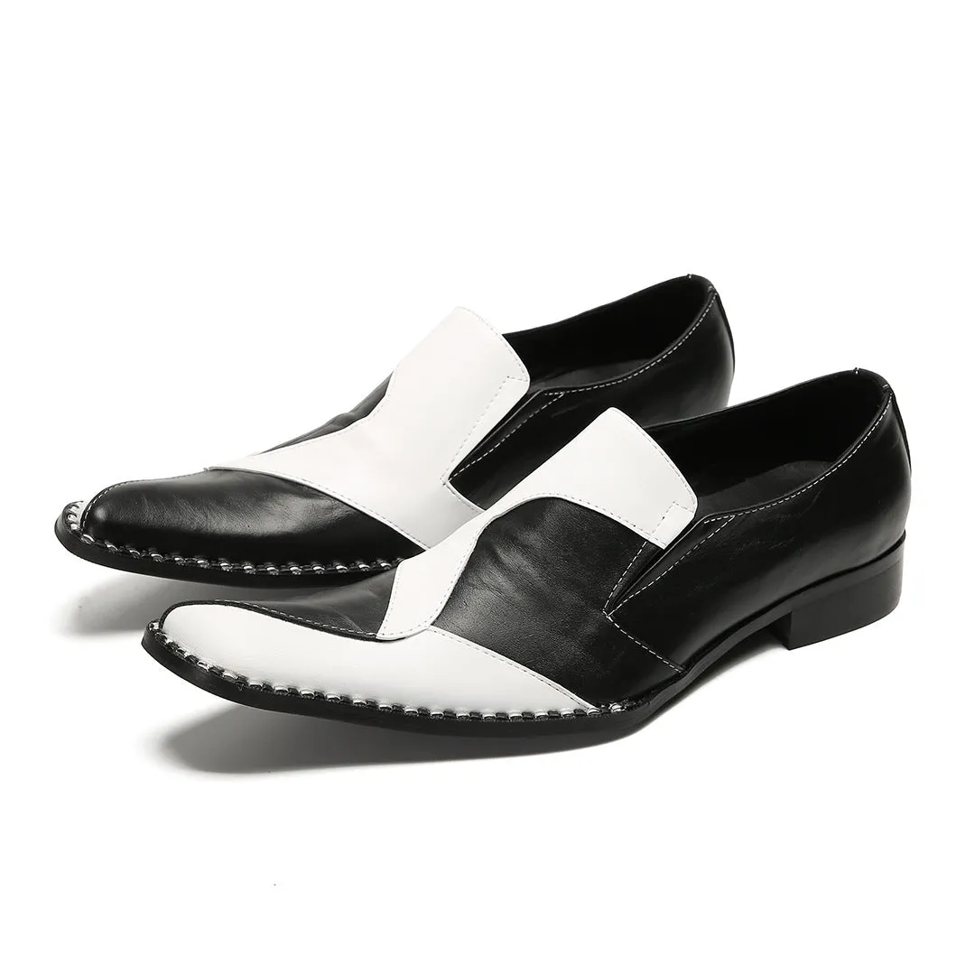 New cowhide glossy business dress Oxford leather shoes British pointed groom wedding suit shoes boat shoes lazy shoes