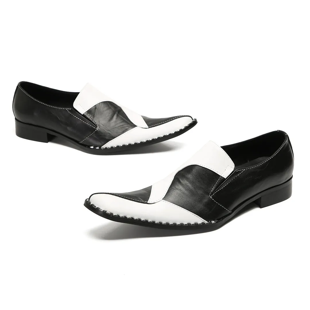 New cowhide glossy business dress Oxford leather shoes British pointed groom wedding suit shoes boat shoes lazy shoes