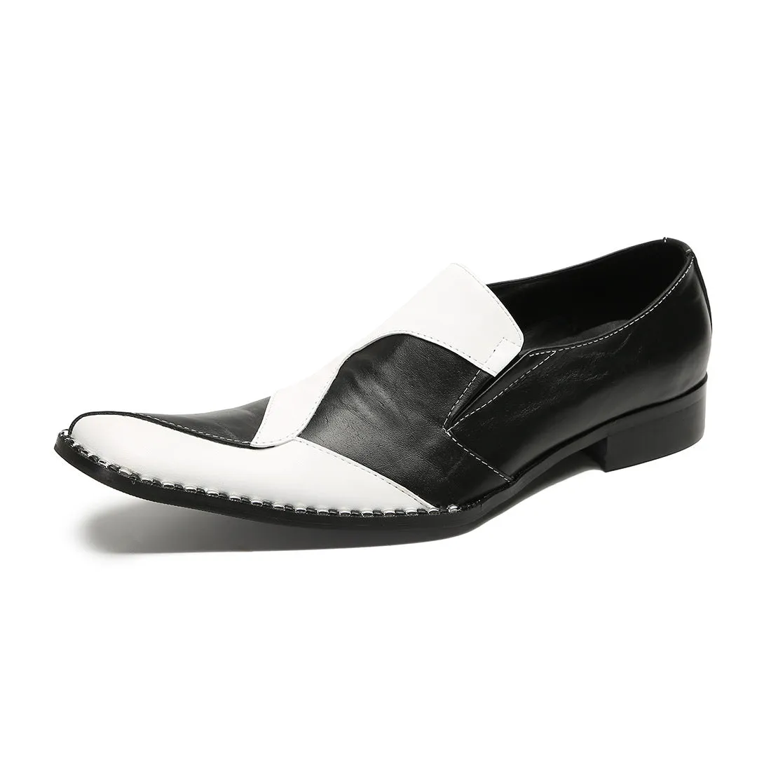 New cowhide glossy business dress Oxford leather shoes British pointed groom wedding suit shoes boat shoes lazy shoes