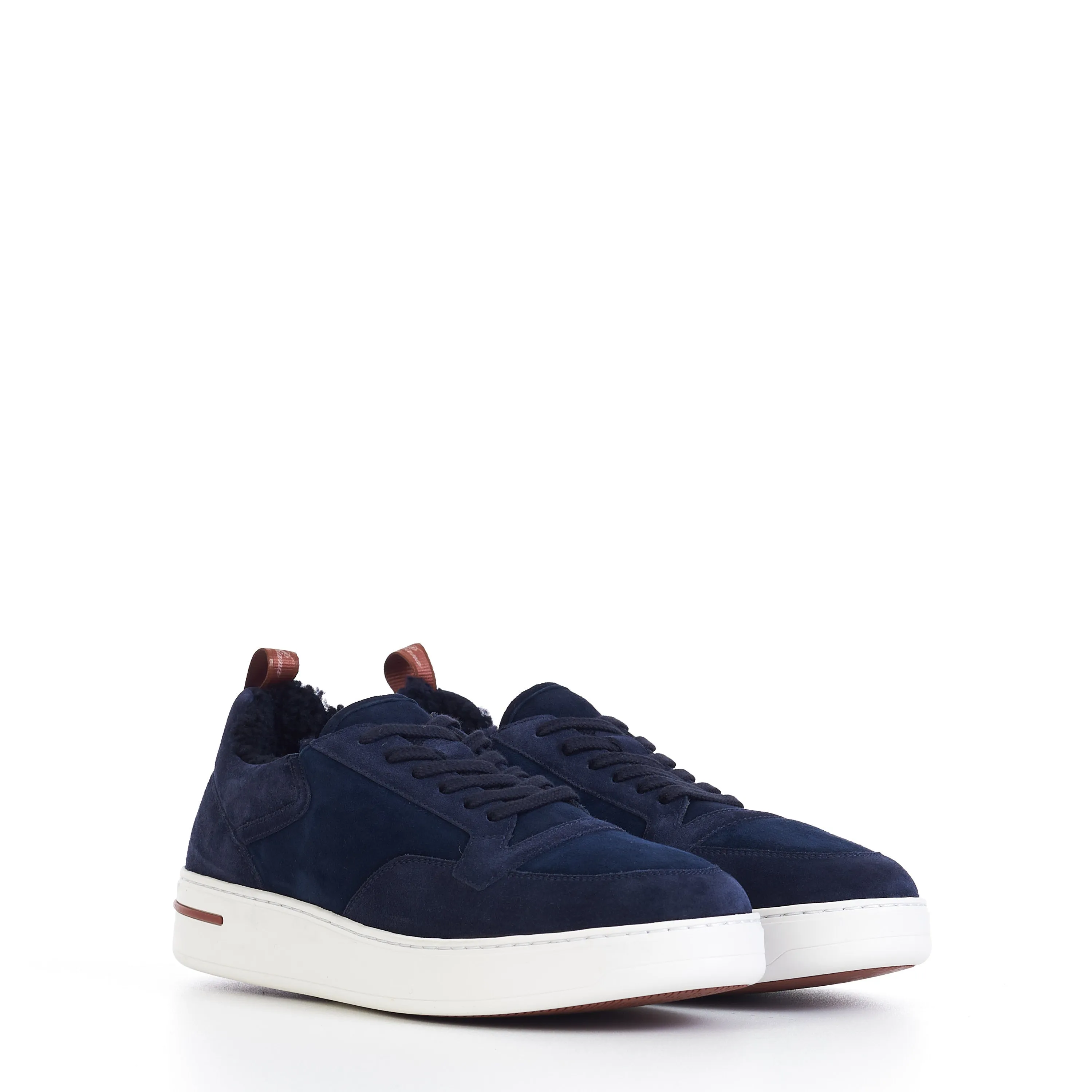 Newport Sneaker With Shearling Lining In Navy Blue Suede