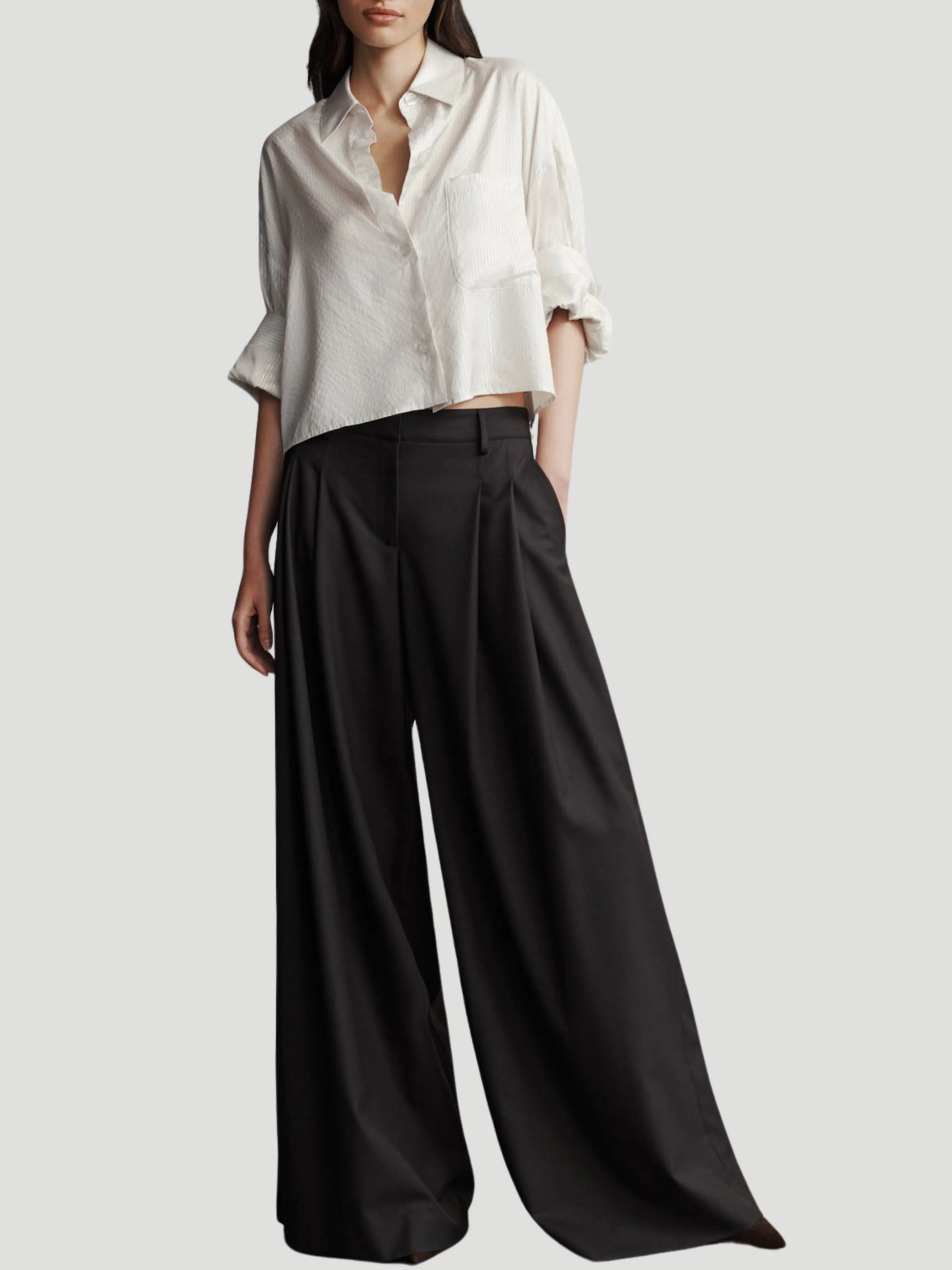 Next Ex Silk Voile Cropped Shirt in Metallic Highway Stripe