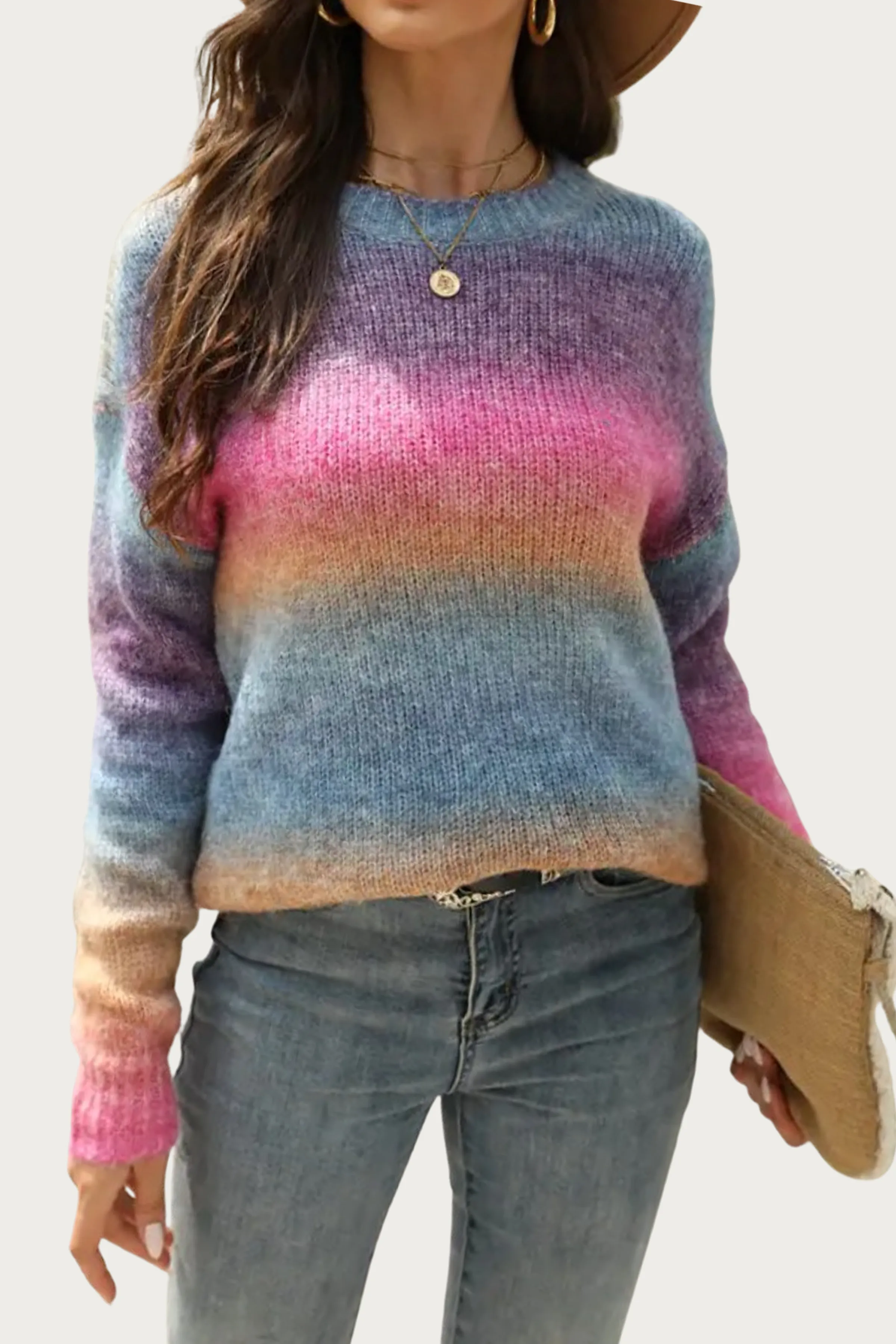 OMBRÉ CREWNECK KNIT SWEATER
