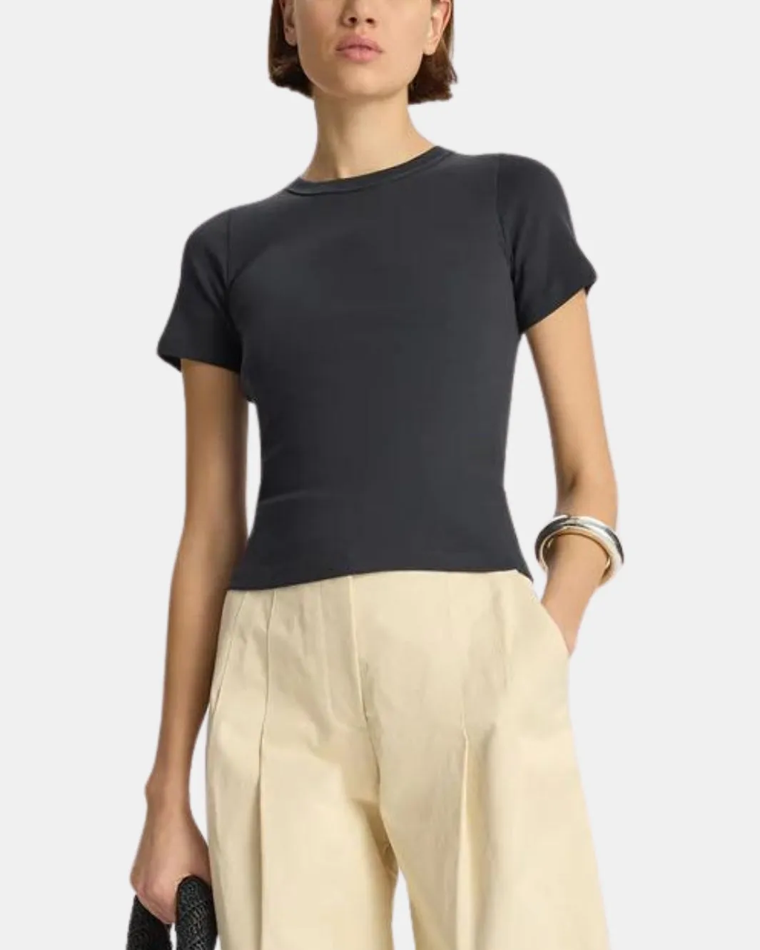 PALOMA RIB BABY TEE IN BLACK