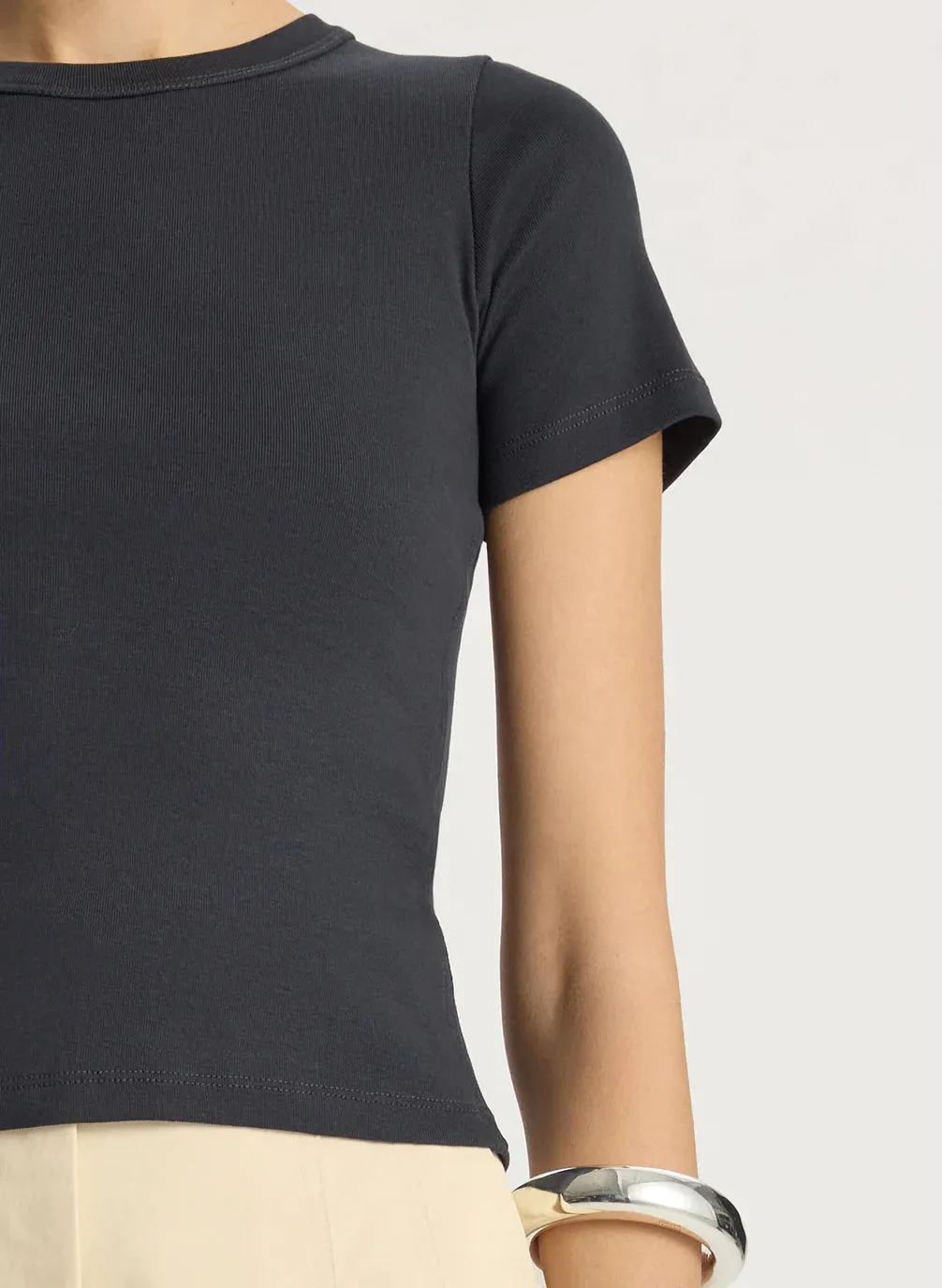 PALOMA RIB BABY TEE IN BLACK