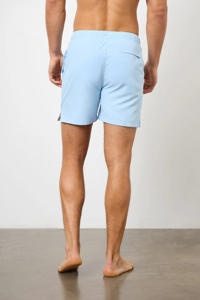 Plain Swim Short in Soft Blue - Longer Length
